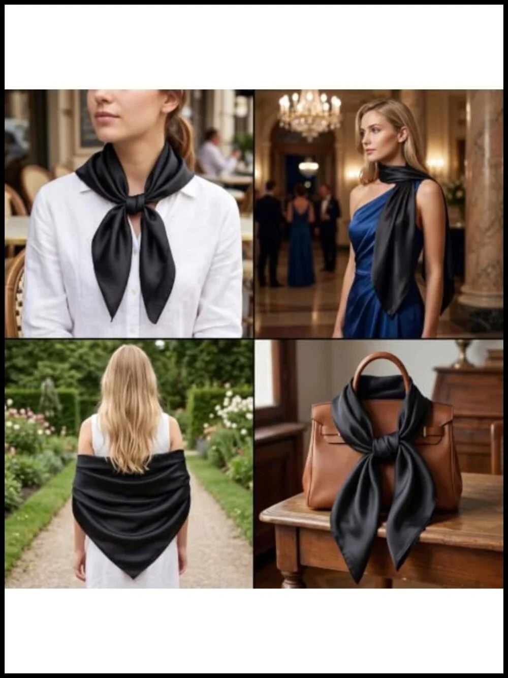 Silk Feeling Polyester Large Square Satin Headscarf Fashion Scarf